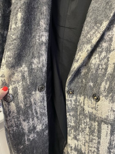 Marks And Spencer Per Una Grey And Cream Wool Coat Size 18 - Picture 5 of 9
