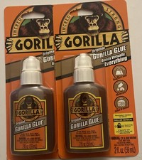 Lot Of 2 ORIGINAL GORILLA GLUE 2oz Bonds Virtually Everything ~ Waterproof