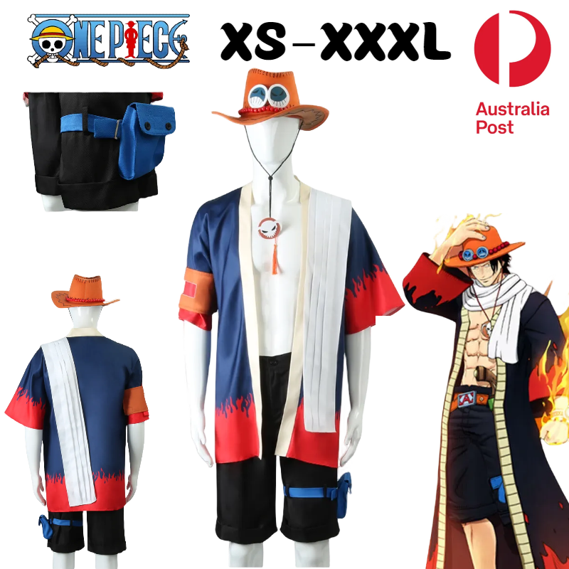 One Piece Portgas D Ace Cosplay Costume Hat Cloak Uniform