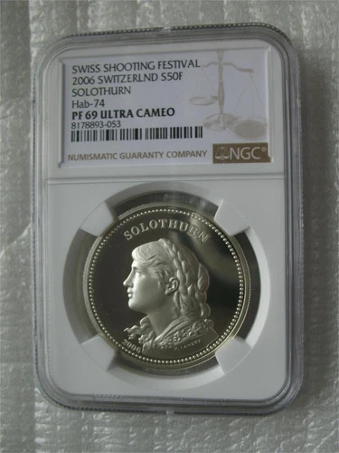 Switzerland 50Francs 2006 Silver Proof Coin Solothurn Shooting Festival NGC PF69