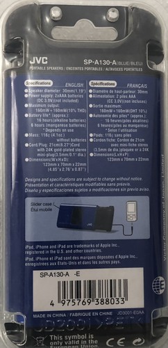 JVC Speaker SPA 130A Travel Portable Compact Blue. - Picture 4 of 6