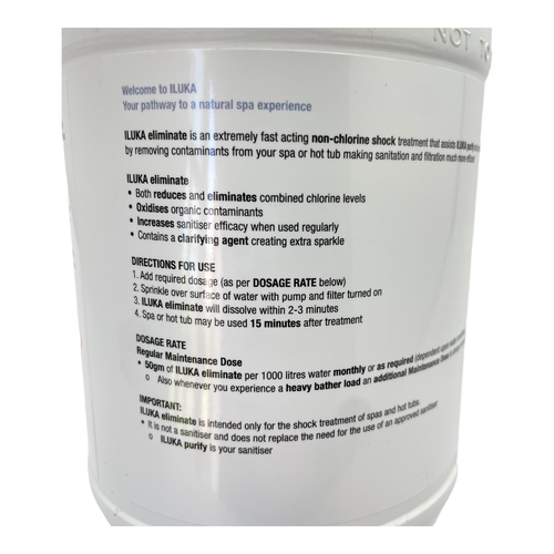 Chlorine Free Shock Iluka ELIMINATE Natural Spa Minerals Hot Tub Spa 1 litre - Picture 5 of 8