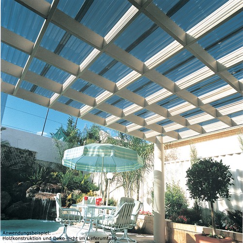 PVC Wellplatten 4x6 m, Lichtplatten Set hagelfest mit Befestigung, klar + bronze - Bild 2 von 6