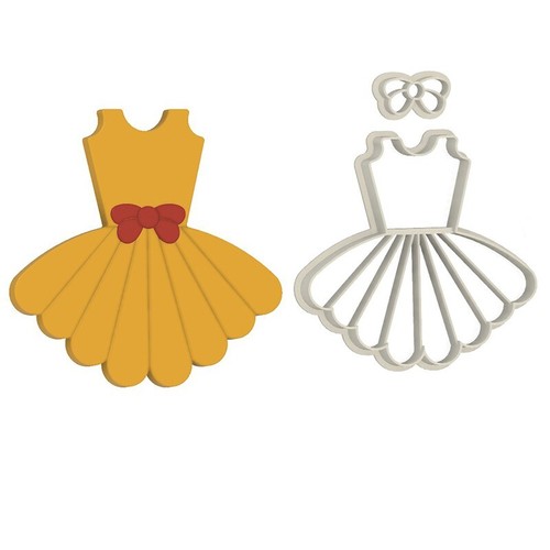 2-teiliges Set Patisserie Kleid Schleife Fondant Gebäck Kunststoff Form Kuchen Backen Werkzeug - Bild 3 von 7