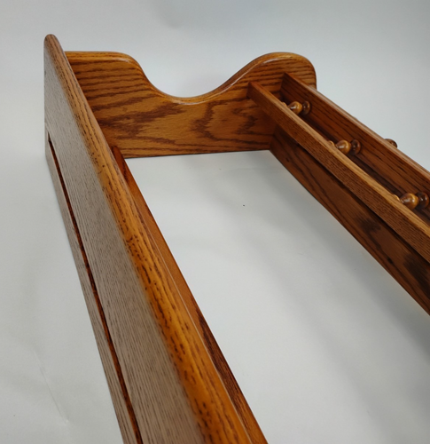 Handmade Heavy Oak Wood 2 Tier Wall Shelf 36" L 5 Pegs Knick Knack Plate Rail - Picture 9 of 23