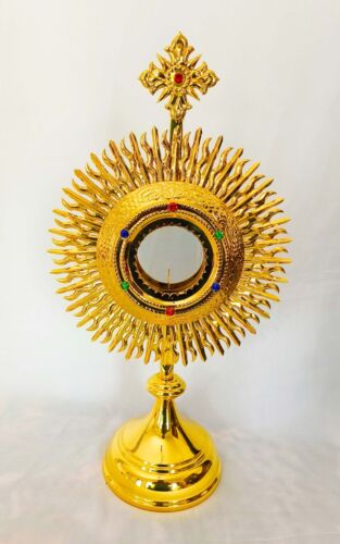 Monstrance Brass Gold Plated Relic Ostensorium Church Gift Religious Gift USKM03