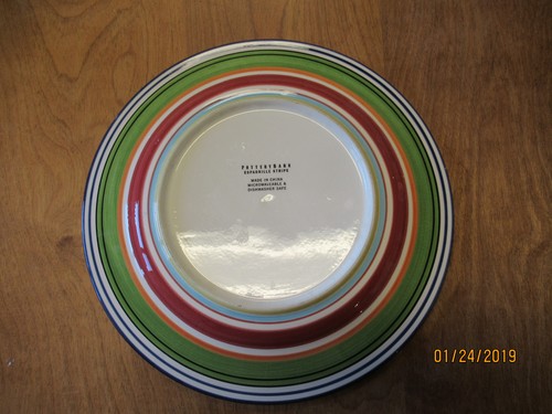 Pottery Barn ESPADRILLE STRIPE Dinner Plate 10 3/8" Multicolor 1 ea 7 available - Picture 3 of 4
