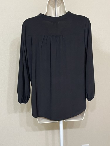 Vince Camuto Women’s Black 3/4 Sleeve V-Neck Comfort Stretch Relaxed Blouse s M - 第 7/14 張圖片