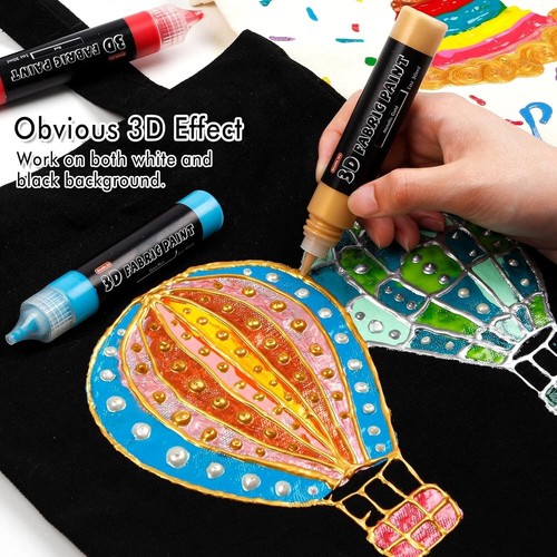 3D Textilfarben Set für T-Shirts und Jeans – Waschfest mit leuchtenden Effekten - Bild 7 von 10
