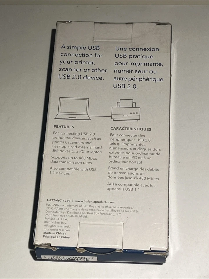Insignia Printer Scanner Cable 6ft USB 2.0 A to B USB-B High Speed 480 Mbps - Image 2 of 2