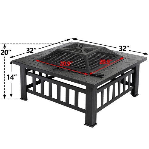 Fire Pits 22"24"26"32" Outdoor Wood Fire Pit Steel Fire Table Fireplace with Lid - Picture 41 of 49
