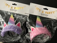 Unicorn Headband Hat Pk of 4 Kids Girls Party Favors Party Supply NEW