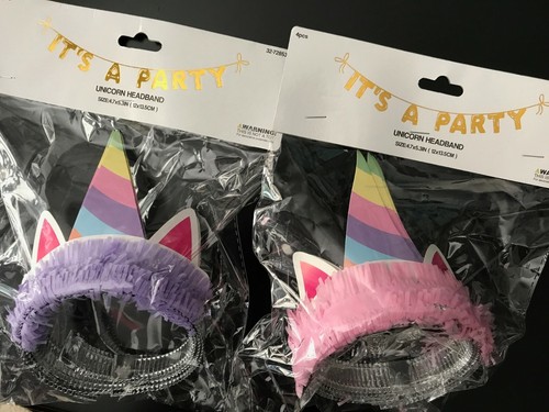 Unicorn Headband Hat Pk of 4  Kids Girls Party Favors Party Supply NEW  - Picture 1 of 7