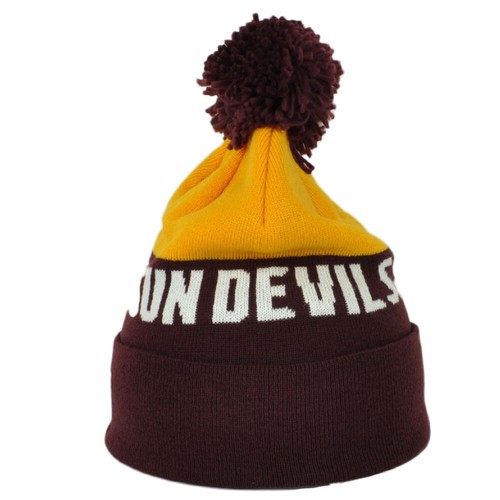 NCAA Adidas Arizona State Sun Devils KW69Z Pom Pom Cuffed Beanie Knit Hat - Picture 6 of 7