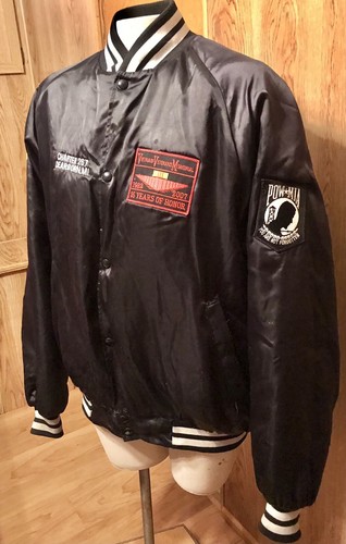 Vietnam Vet Large Black Satin Jacket Veterans Of America Chapter 267 112 - Bild 4 von 8