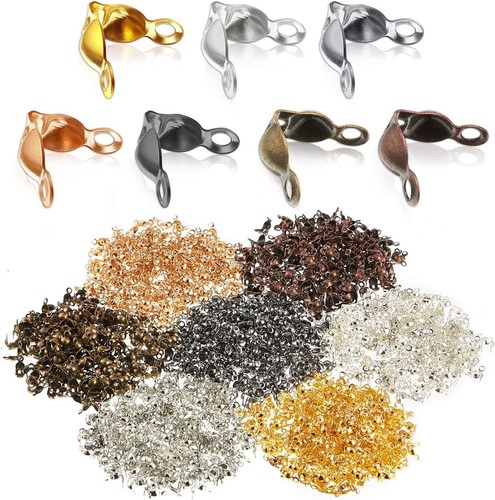 1400 Pieces Knot Covers Clamshell for Jewelry Making Open Endcaps Fold-over B... - Picture 2 of 7