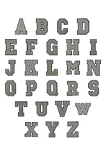 6" Grey Varsity Alphabet Letters Chenille Iron-on Patch