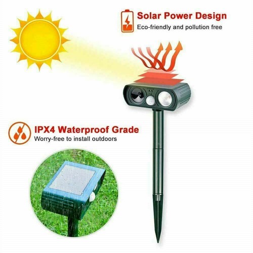 1/2PK Animal Repeller Ultrasonic Solar Power Outdoor Pest Cat Mice Sensor PIR US - Picture 5 of 10