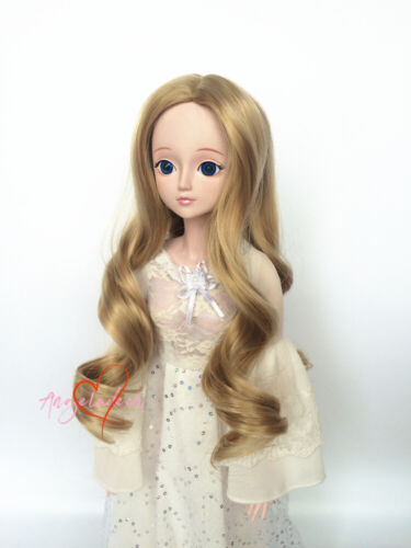 Peluca 1/8 1/6 1/4 1/3 tío BJD muñeca resorte de cabello rizo de separación central rubia dorada - Imagen 3 de 5
