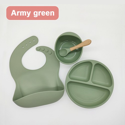 Kids Silicone Feeding Tableware Set Suction Food Bowl Fork Spoon Feeding Utensil - Picture 17 of 19