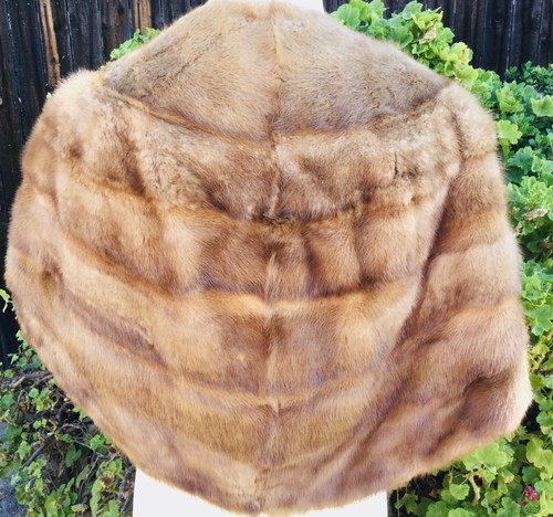 VINTAGE 60’S GLAM DAWN REAL MINK FUR STOLE SHAWL CAPE SHOULDER STRAPS 2 POCKETS - Picture 2 of 6