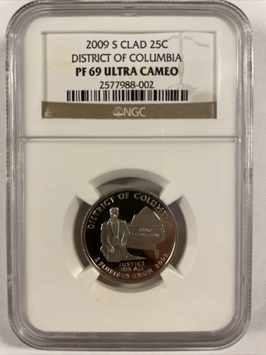 2009 S CLAD 25C QUARTER DISTRICT OF COLUMBIA PF 69 ULTRA CAMEO NGC