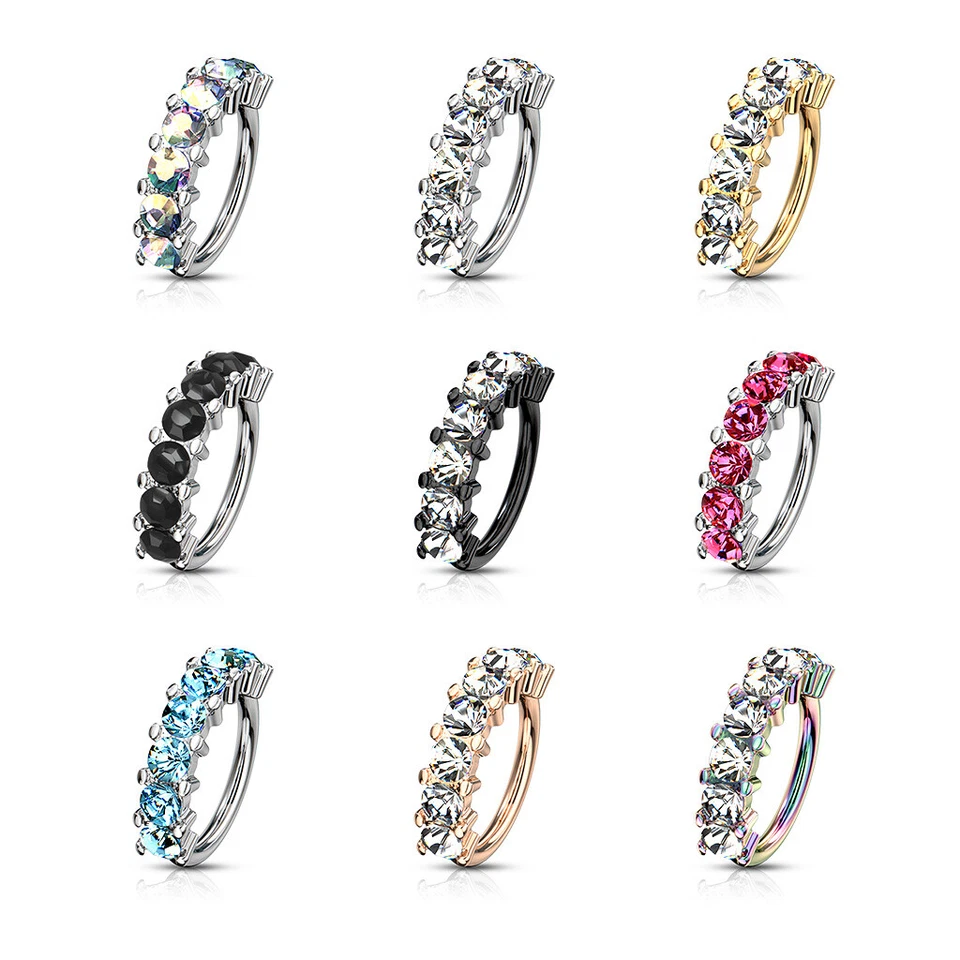 Pendientes de cartílago nariz aro gemas grandes hélice torre daith tragus anillo caracola orbital Foto 4 de 4