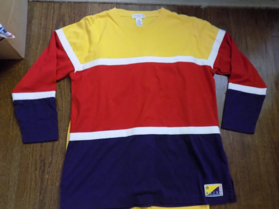 Vtg Sweatsuit Jones New York Rugby Top Red Yellow Blue Color Block & pants M/L - Image 2 of 4