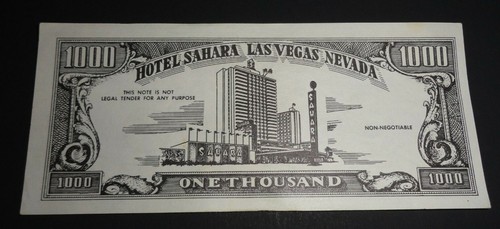 HOTEL SAHARA LAS VEGAS 1954 ADVERTISING CURRENCY - Picture 2 of 3
