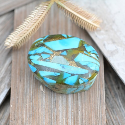Natural Certified USA Turquoise Golden Flake 10.05 Ct loose Gemstone - Picture 2 of 6