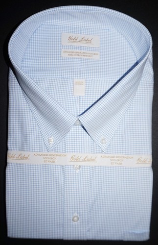 Roundtree Yorke Dress Shirt 19 - 36/37 BIG Blue White Mini Check NWT (BT-5) - Picture 2 of 4
