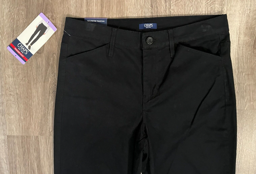 Chaps 1716691 Womens Slim Fit Stretch Trouser Pants 30" Inseam, Black Size 4 - Picture 2 of 13