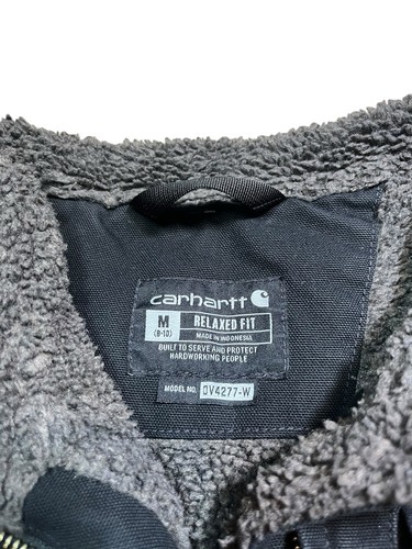 Carhartt Womens Black Sherpa Lined Canvas Duck Vest WV001 DKB Workwear Size M - Picture 2 of 7