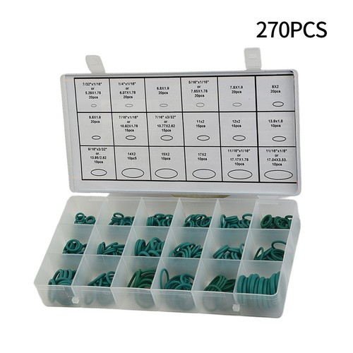 270pz Kit 18 Misure Guarnizione Condizionatore A/C HNBR O Rings Riparazione Veicoli Auto - Foto 2 di 14