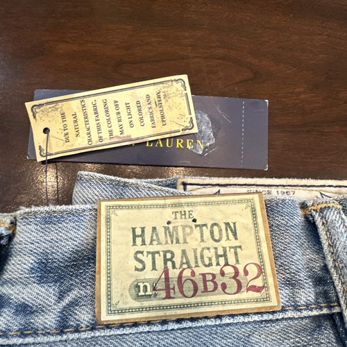 NWT $125 Polo Ralph Lauren Hampton Denim Blue Jeans 46Bx32 Maidstone Distressed - Picture 6 of 22