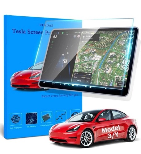 Displayschutzfolie - Entspiegelt, 9H Hartglas für Tesla Model 3 / Y - Bild 1 von 9