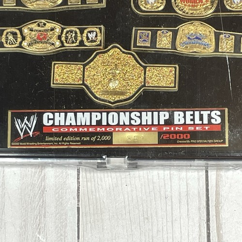 WWE Championship Belts Commemorative Pin Set Limited Edition 681/2000 WWF 2003 - Picture 3 of 12