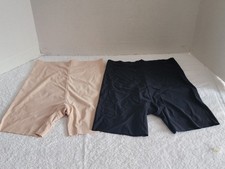  2 SKINNY GIRL SHAPING SHORTS TUMMY THIGH SLIMMER 7131 TAUPE/BLACK NWOTS MED