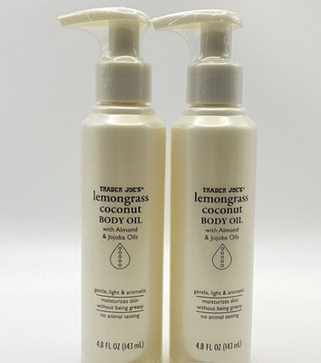 New Trader Joe's Lemongrass Coconut Almond Jojoba Body Oil 4.8oz x 2 Bottles