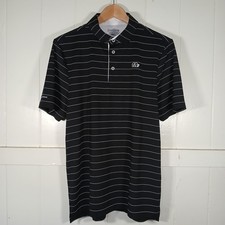 Good Good Golf Polo Shirt Mens Small Black Striped Performance Stretch SS