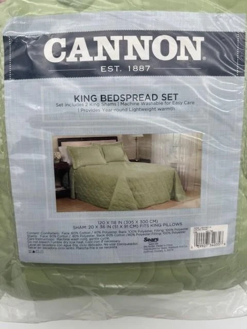 Juego de edredón de 3 piezas Cannon SEARS tamaño King + 2 fundas de almohada salvia/verde Foto 4 de 4