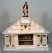 Vintage Golite Plastic Last Supper Lighted Altar w/Jesus & Music WORKS VIDEO!
