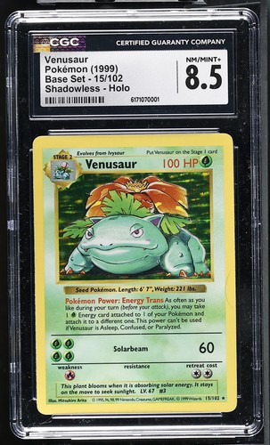 Venusaur (Shadowless) graded CGC 8.5 for sale on eBay