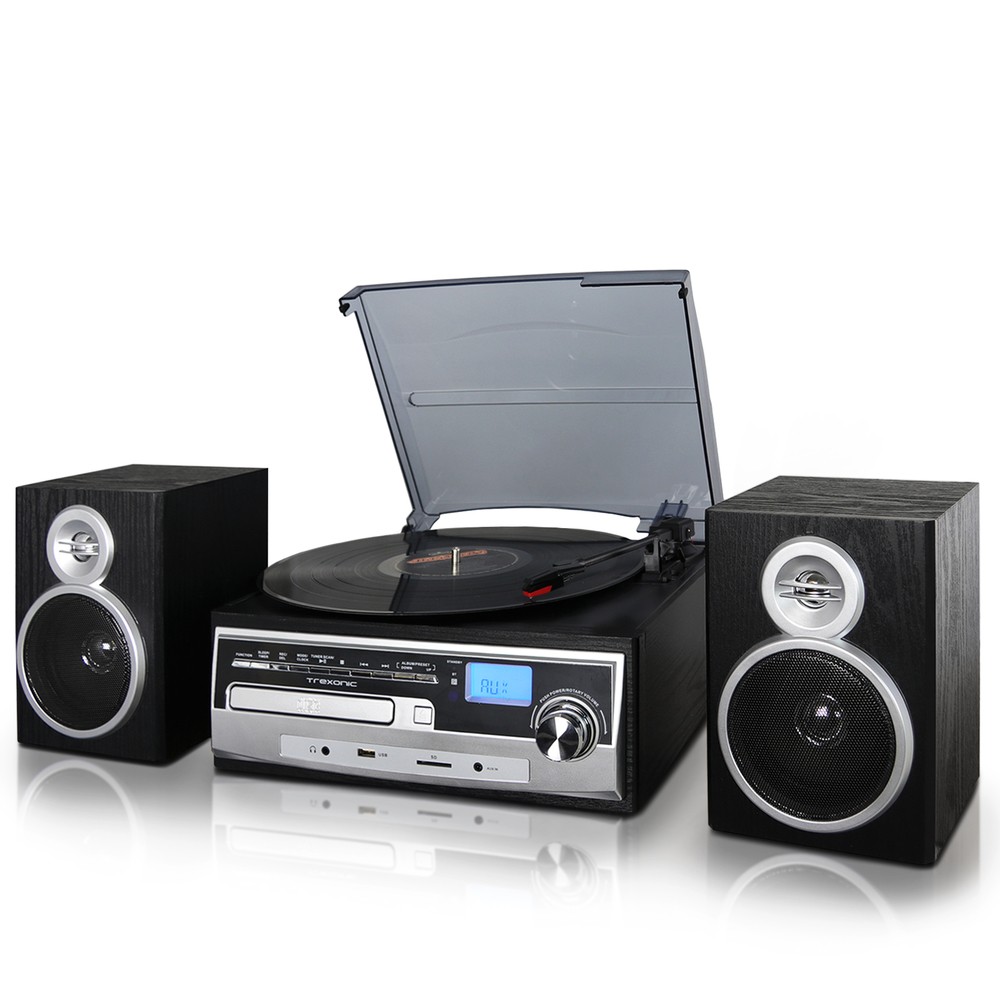 Trexonic Trx-28Sp 3-Speed Vinyl Turntable Home Stereo System Cd