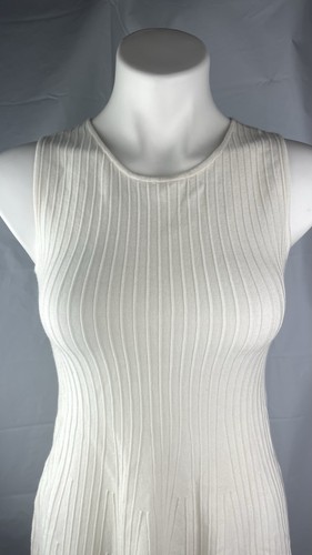 New Milly Minis Ribbed Knit Fit Flare Stretch Sleeveless Girl Dress Ivory Sz 14 - Picture 2 of 9