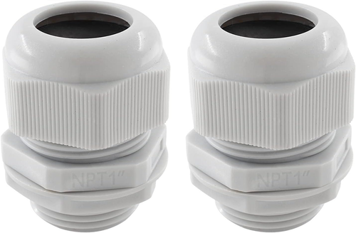 2 Pcs 1 Inch NPT Cable Glands Cord Grips, Nylon Strain Relief 1 NPT, Grey - Afbeelding 1 van 5