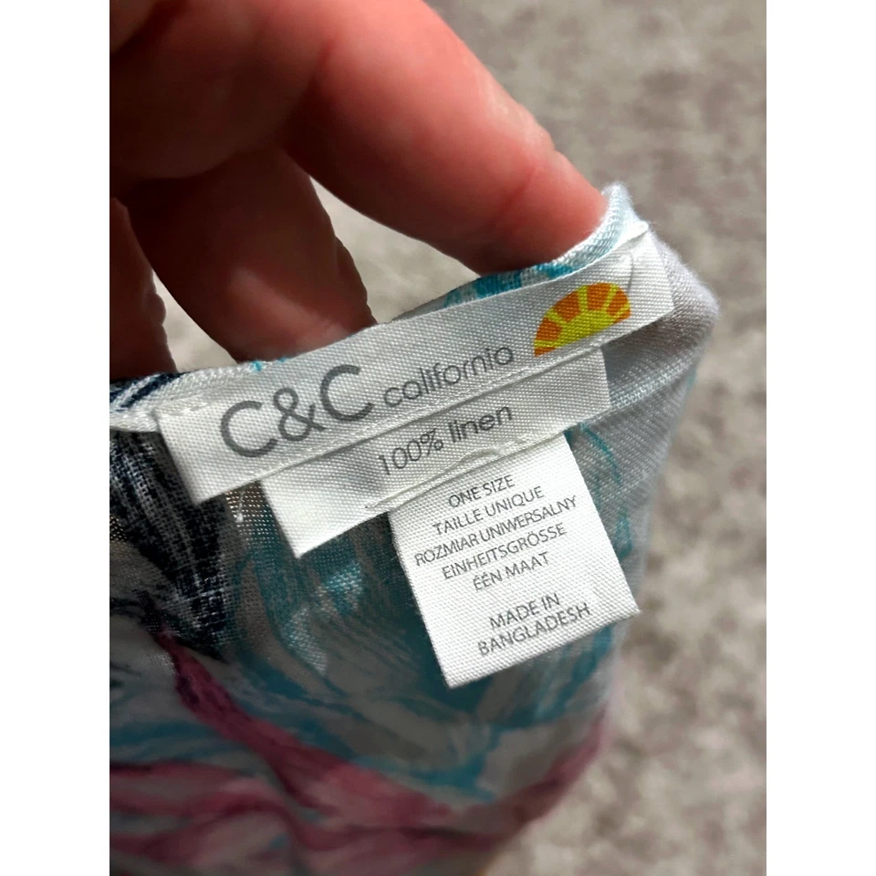 C&C California Women One Size 100% Linen Tropical Floral Print Kimono Duster - Image 4 of 4