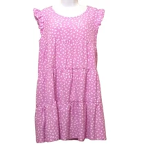 Babydoll Lavender Flowy Dots Tiered Shift Dress Size L