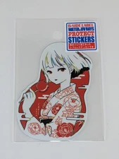 B-Side Label Sticker Girl Red Yukata Summer Obon Waterproof US SELLER