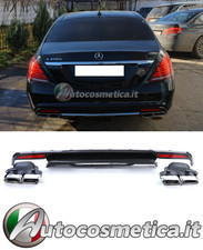 Heckdiffusor schwarz gl&auml;nzend mit Endrohren Mercedes S Klasse W222 13 - 17